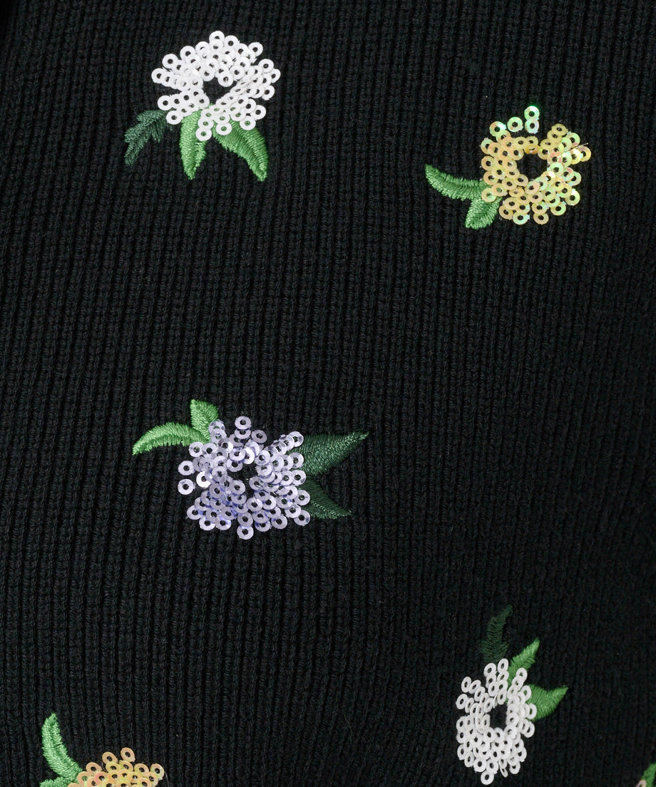 【New Arrival】スパンコールフラワーニットジレ