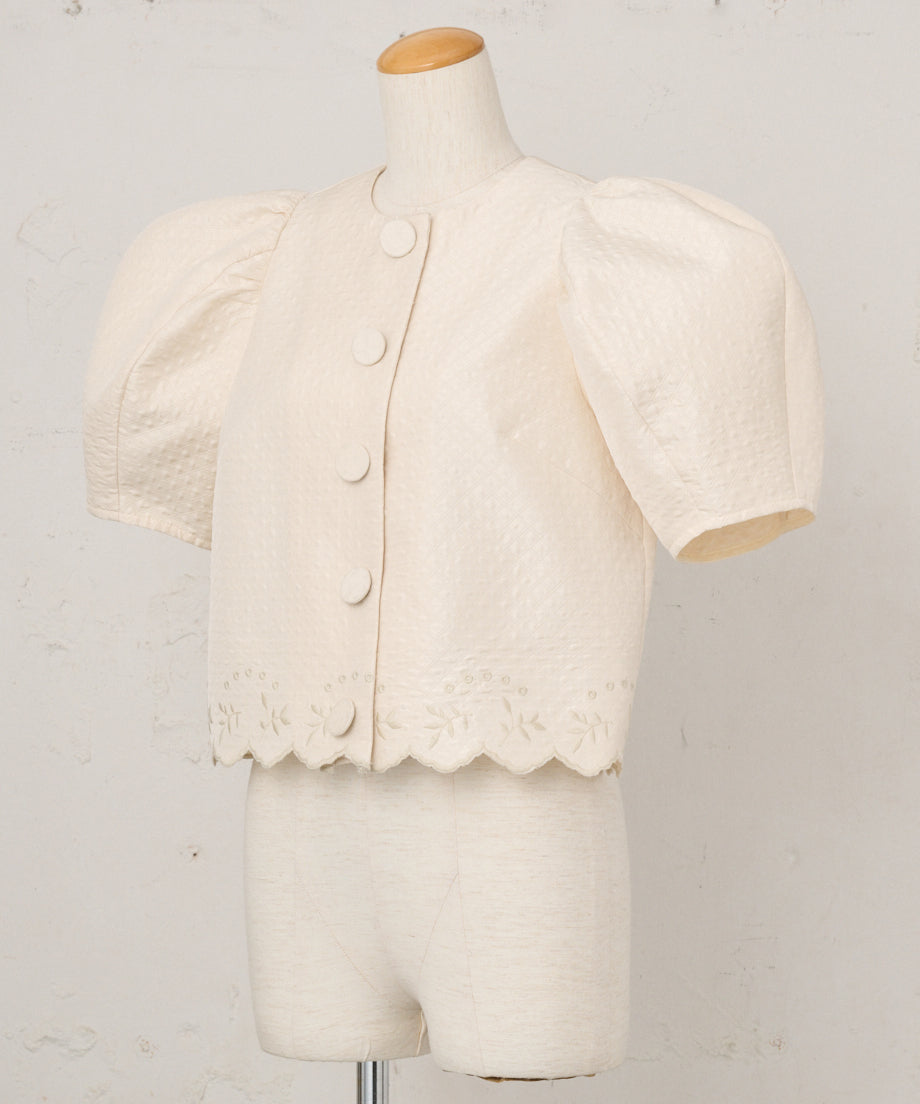 【New Arrival】エンブロイダリーヘムパフスリジャケット