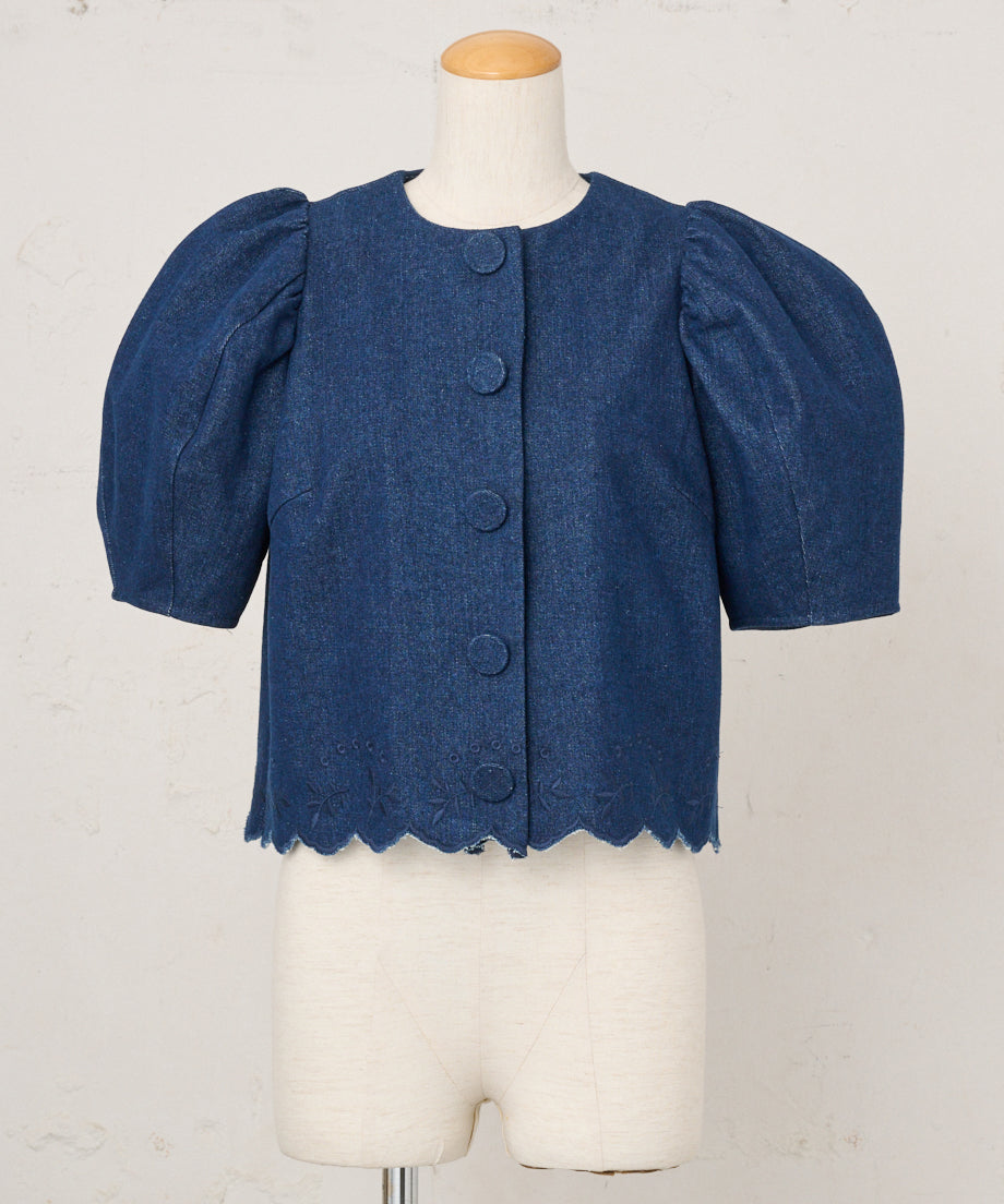 エンブロイダリーヘムパフスリジャケット(DENIM)