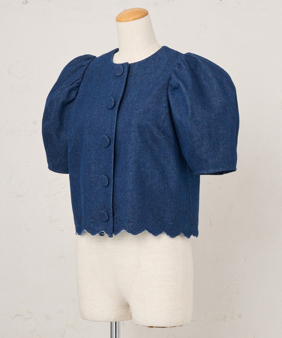 エンブロイダリーヘムパフスリジャケット(DENIM)