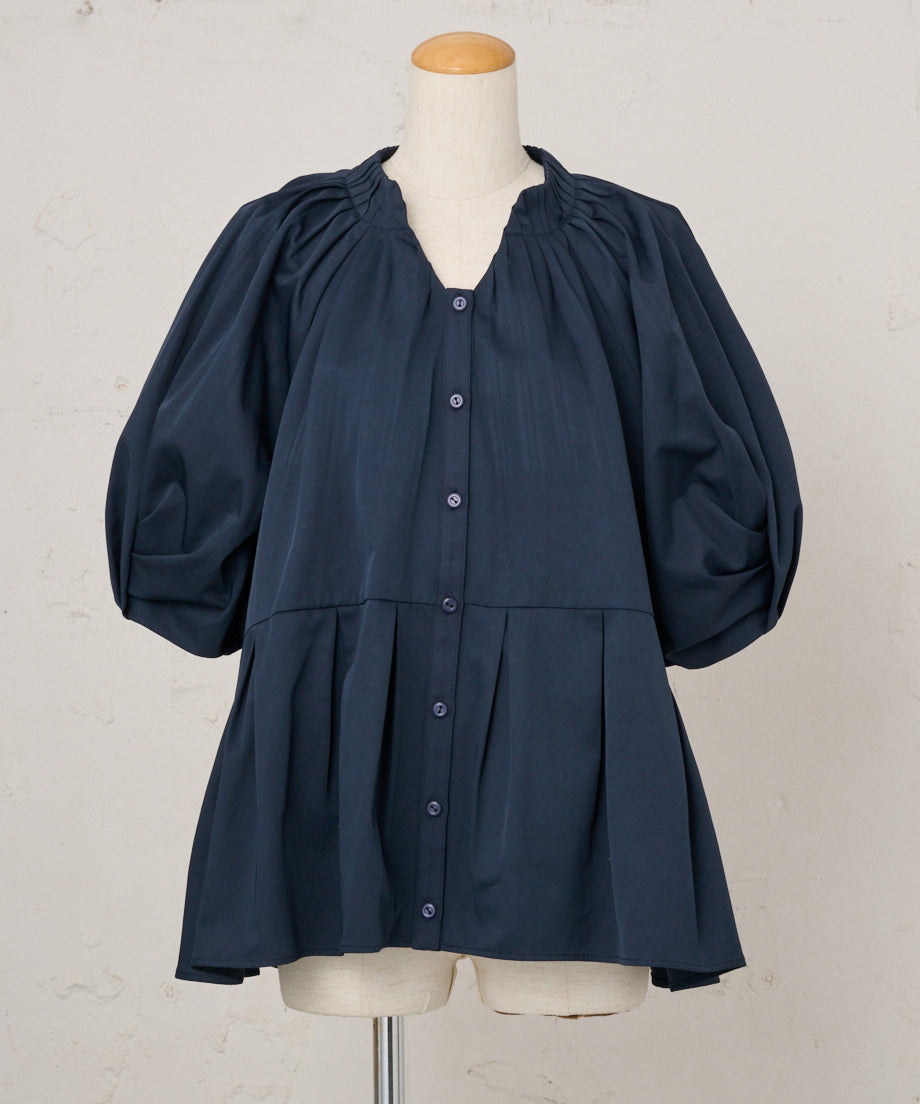 【New Arrival】タックパフスリーブチュニックブラウス