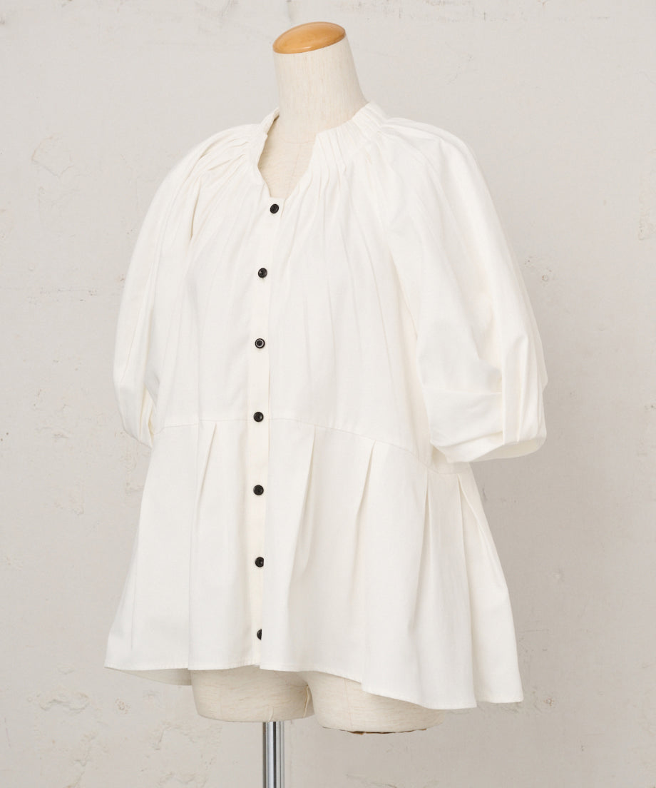 【New Arrival】タックパフスリーブチュニックブラウス