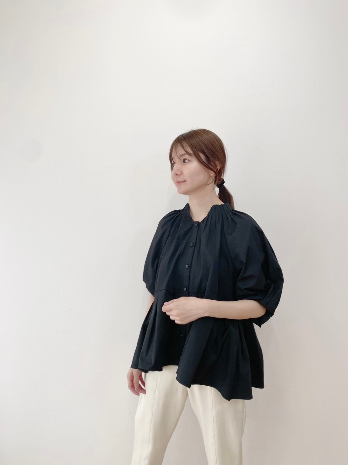 【New Arrival】タックパフスリーブチュニックブラウス