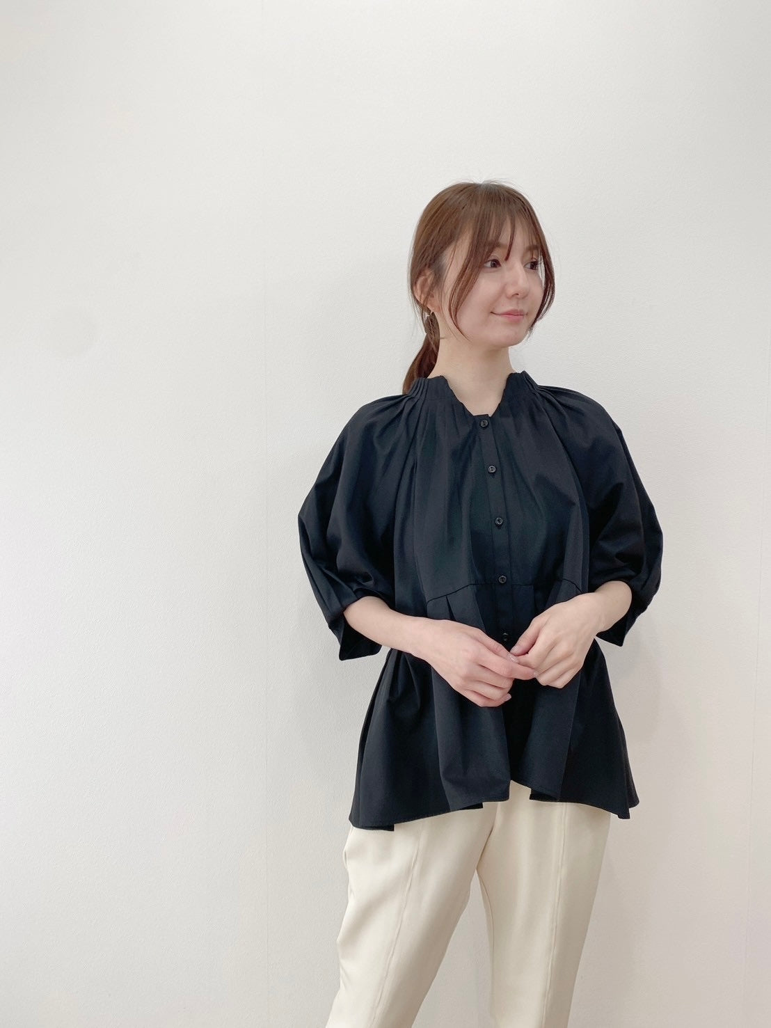 【New Arrival】タックパフスリーブチュニックブラウス