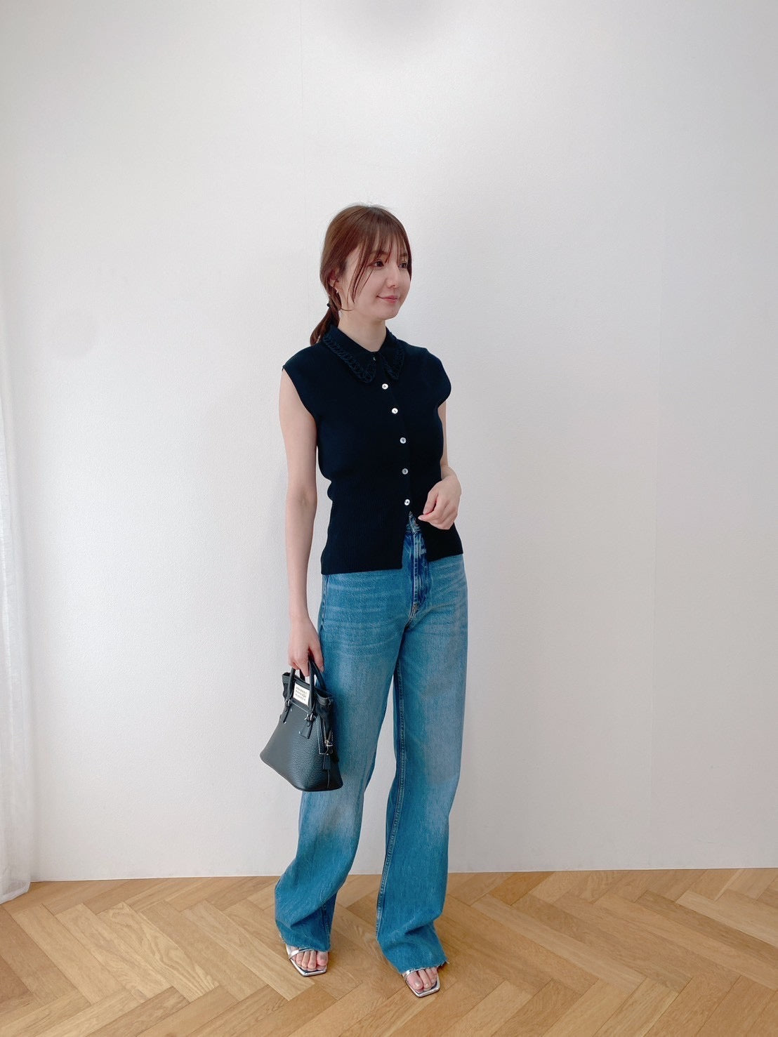 【New Arrival】コードエンブロイダリーカラーニットトップス