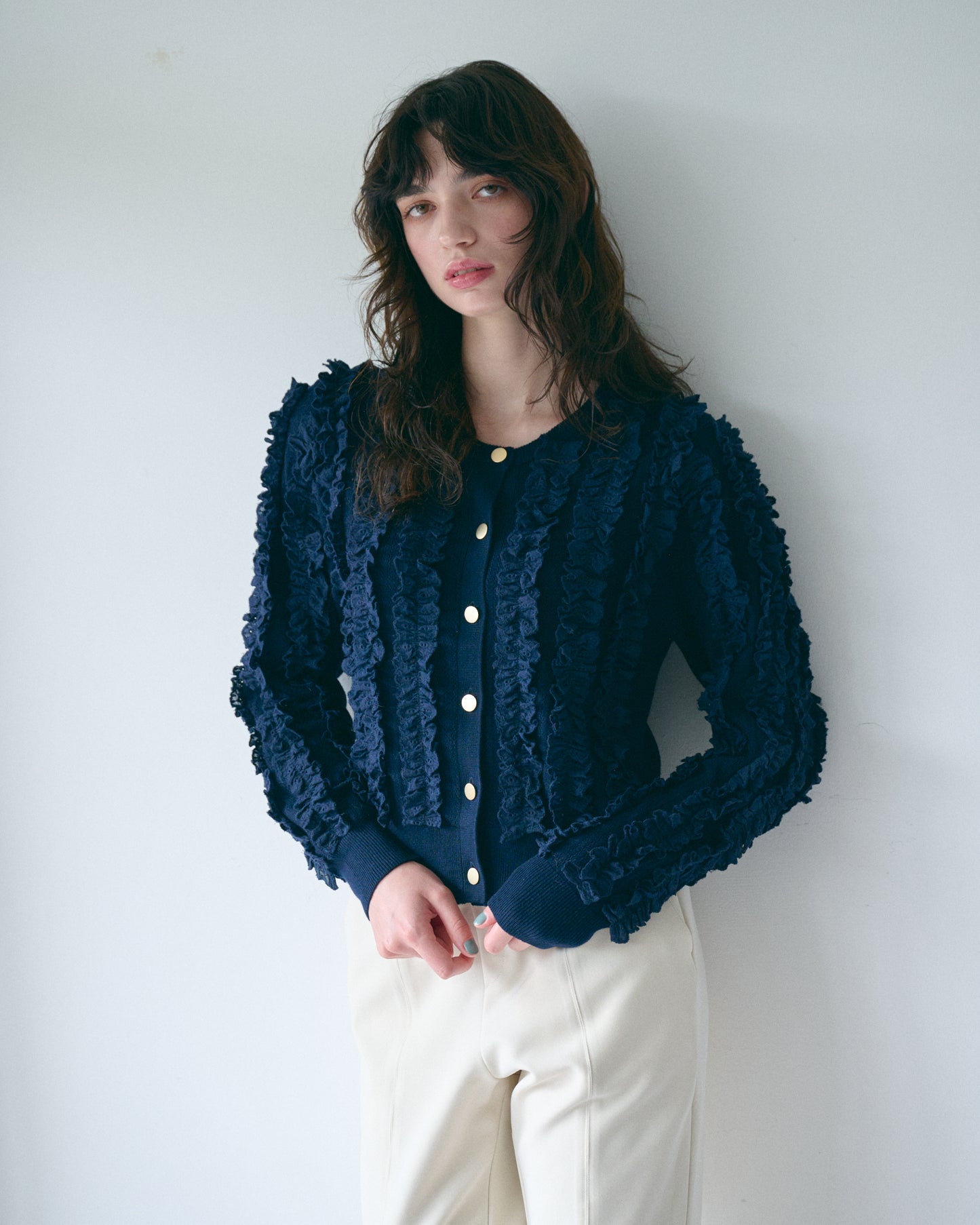 【PRE-ORDER】レースフリルカーデ
