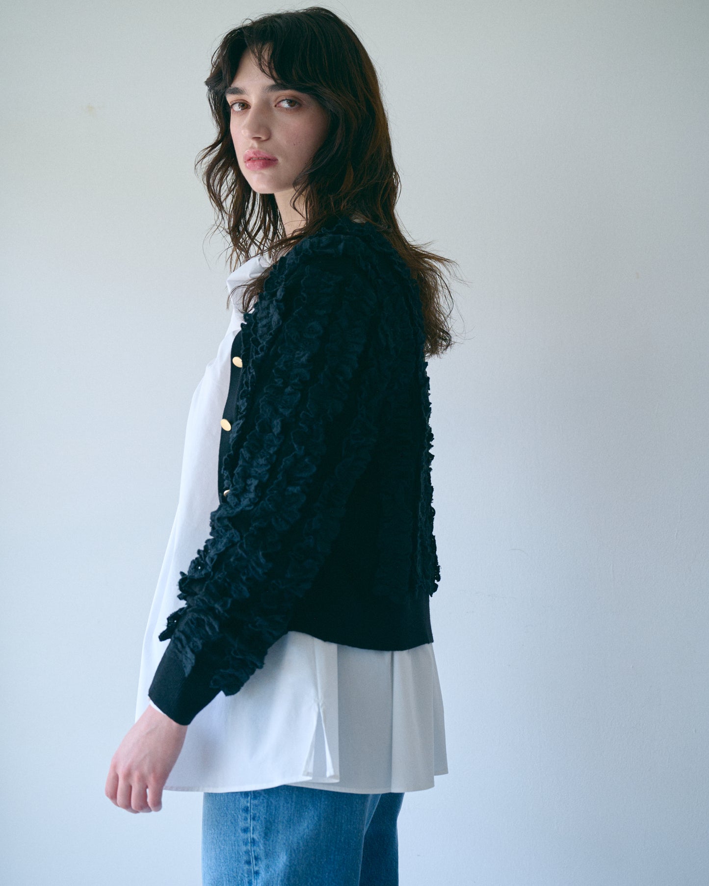 【PRE-ORDER】レースフリルカーデ