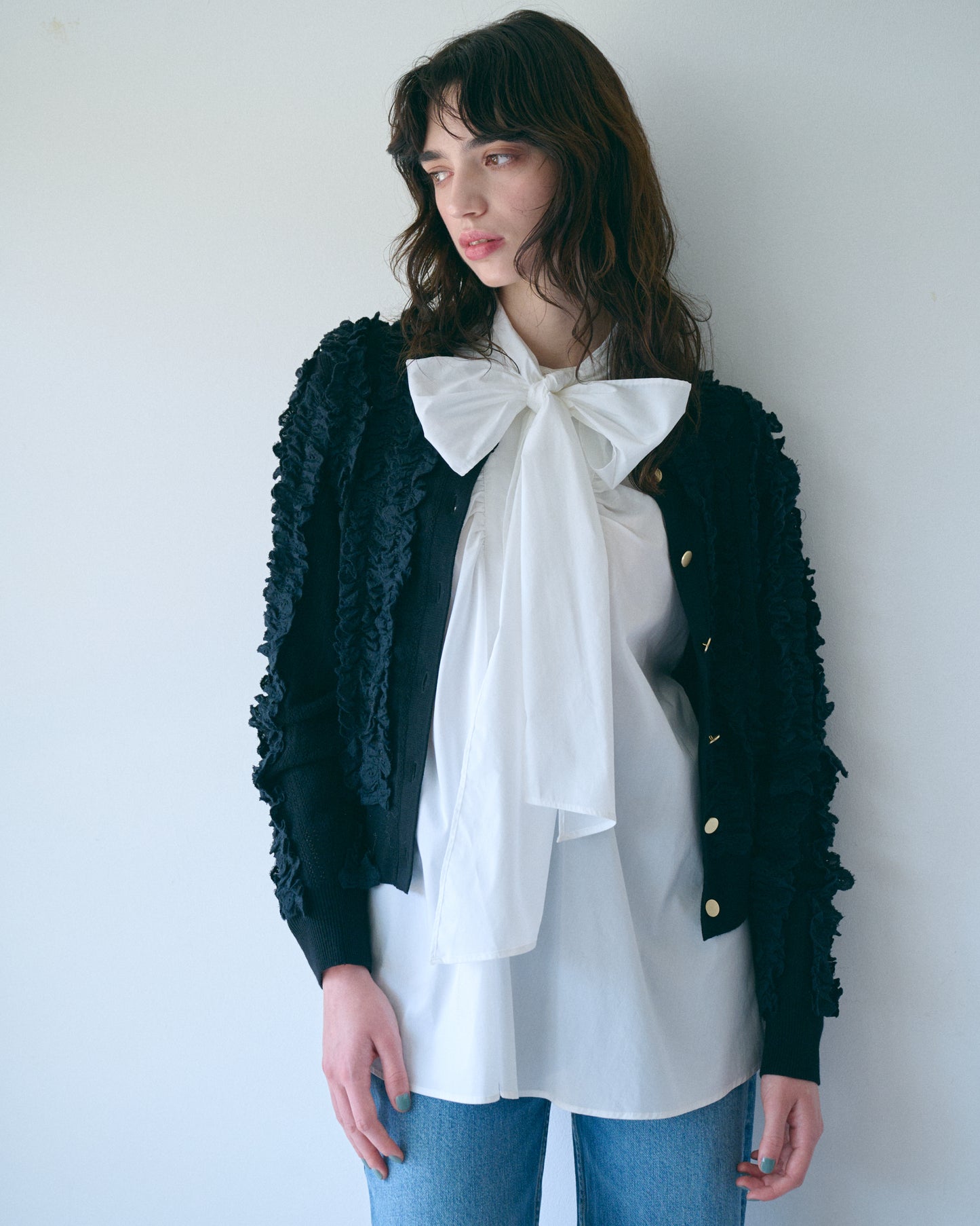 【PRE-ORDER】レースフリルカーデ