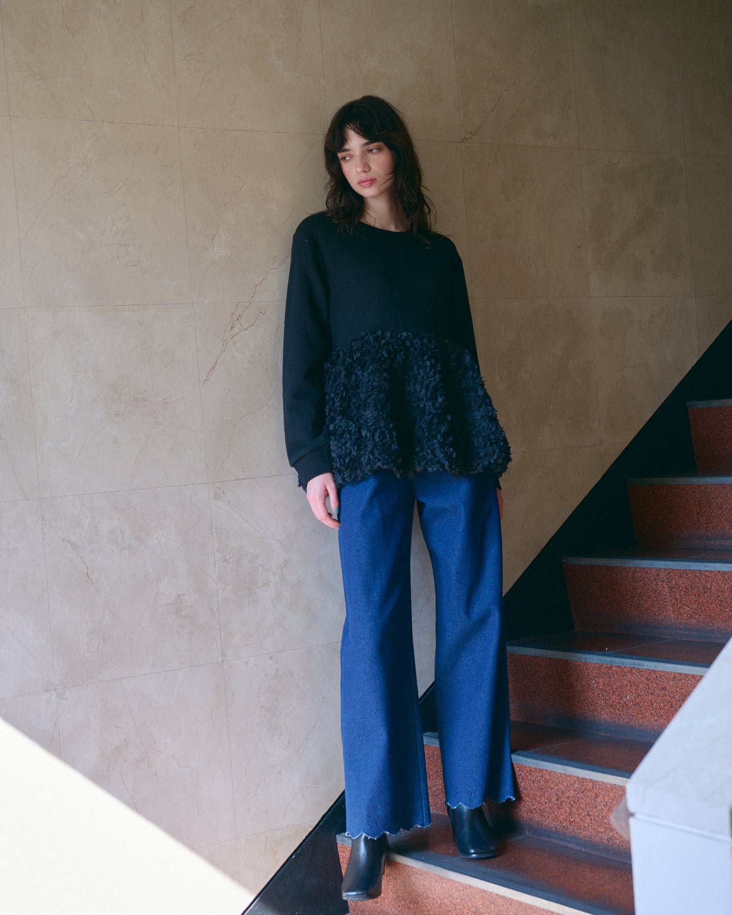 エンブロイダリーヘムパンツ(DENIM)