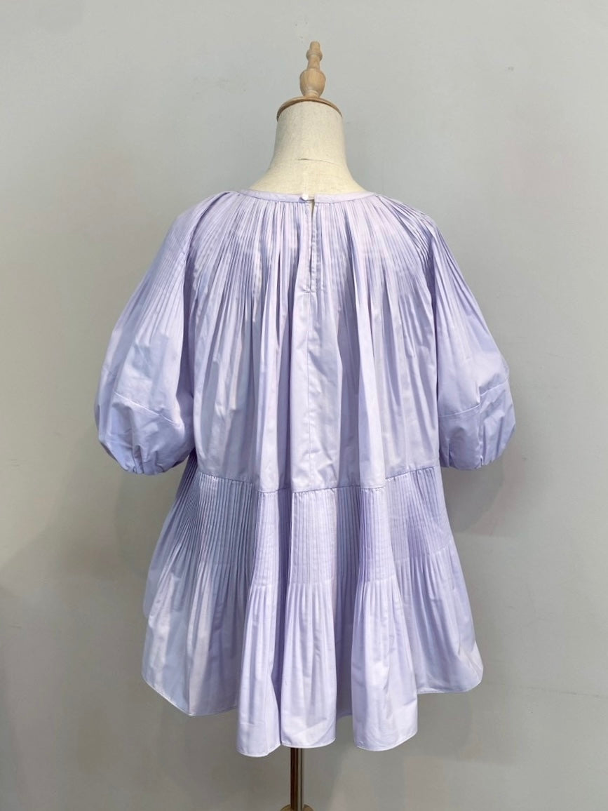【New Arrival】バルーンスリーブプリーツチュニックブラウス