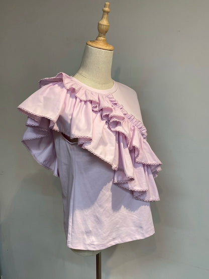 【New Arrival】ラウンドフリルアシメカットトップス