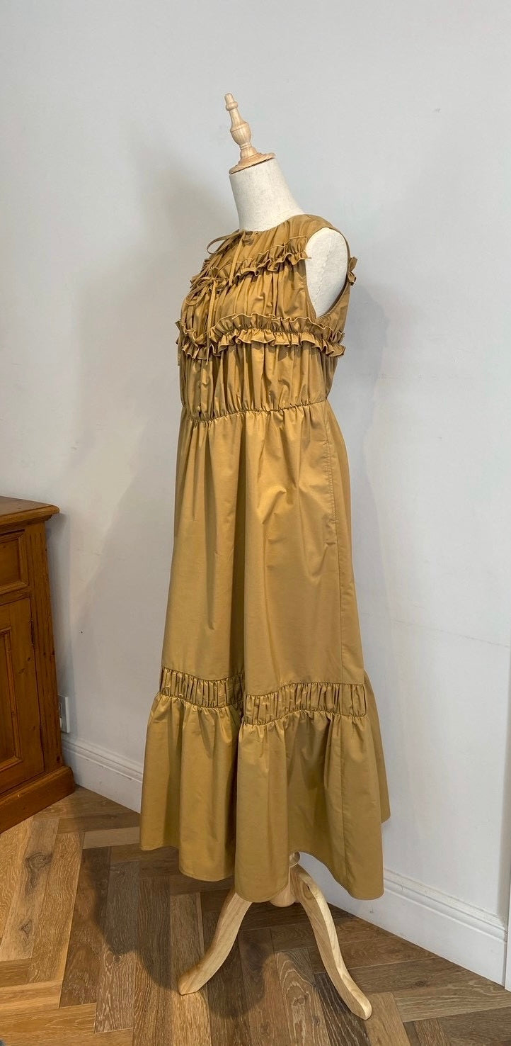 【New Arrival】シャーリングフリルロングワンピース