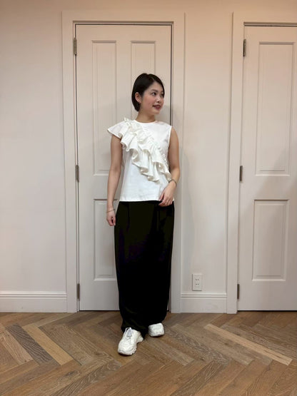 【New Arrival】ラウンドフリルアシメカットトップス