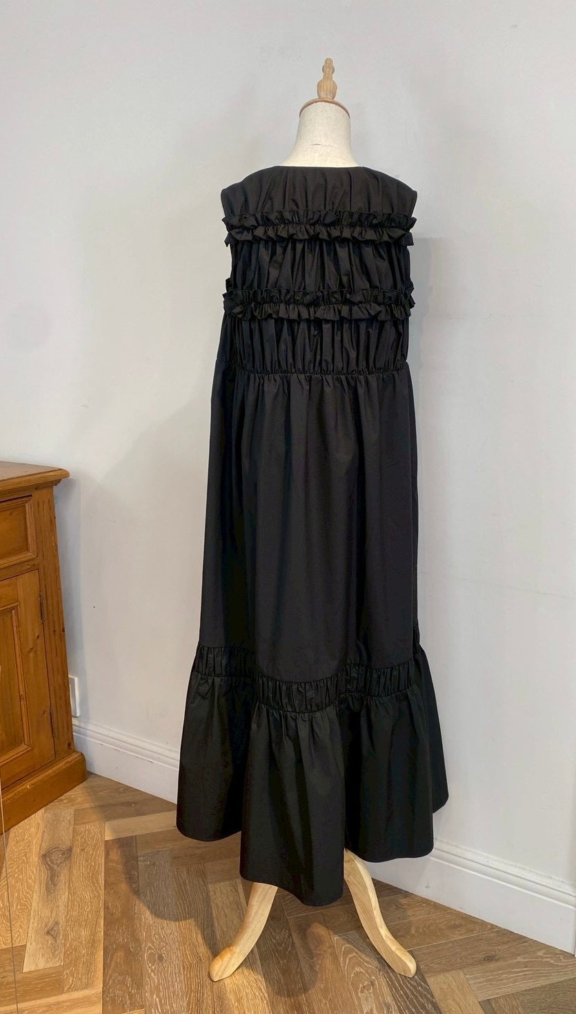 【New Arrival】シャーリングフリルロングワンピース