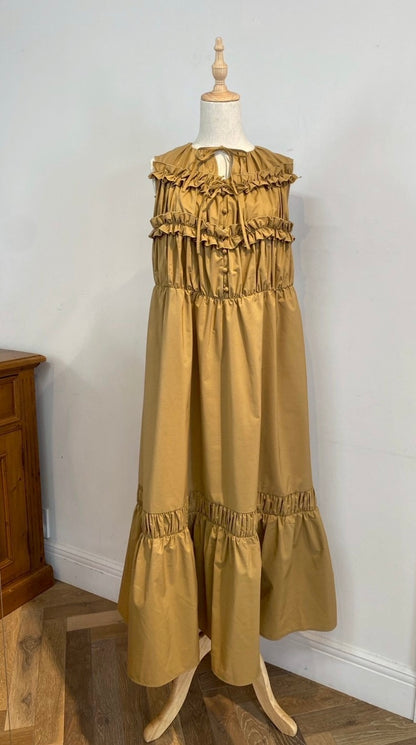 【New Arrival】シャーリングフリルロングワンピース