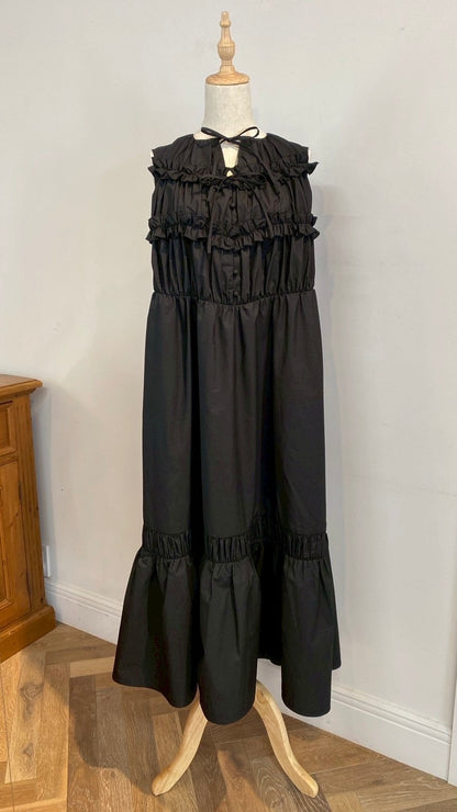 【New Arrival】シャーリングフリルロングワンピース