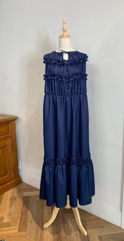 【New Arrival】シャーリングフリルロングワンピース