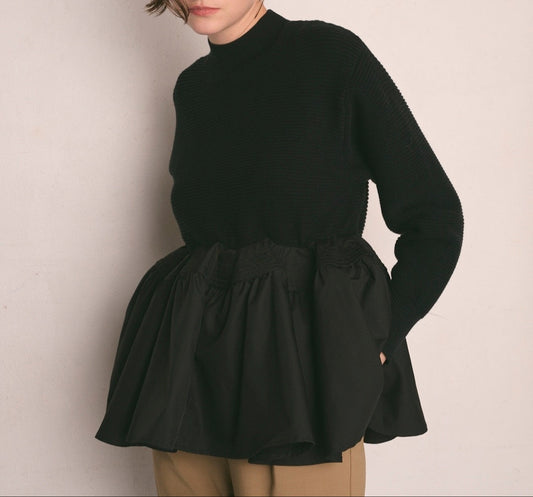 フォルムギャザーペプラムニットトップス（ウォッシャブル）