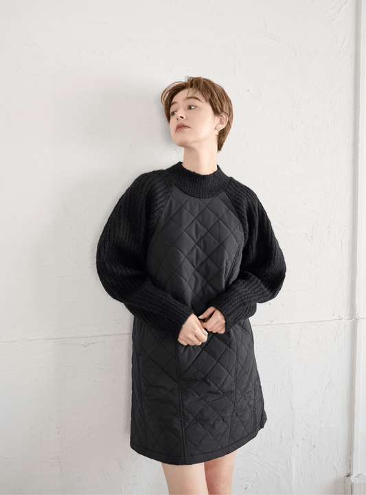 キルティングニットチュニックワンピ（ウォッシャブル）