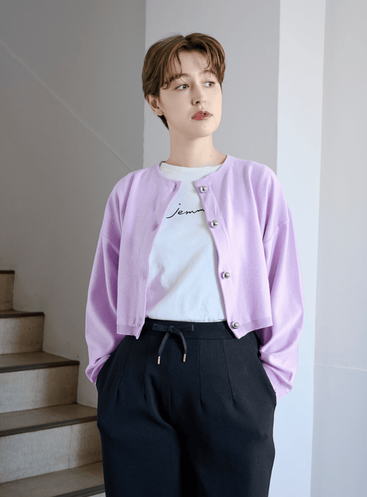 スパンコールショートカーデ