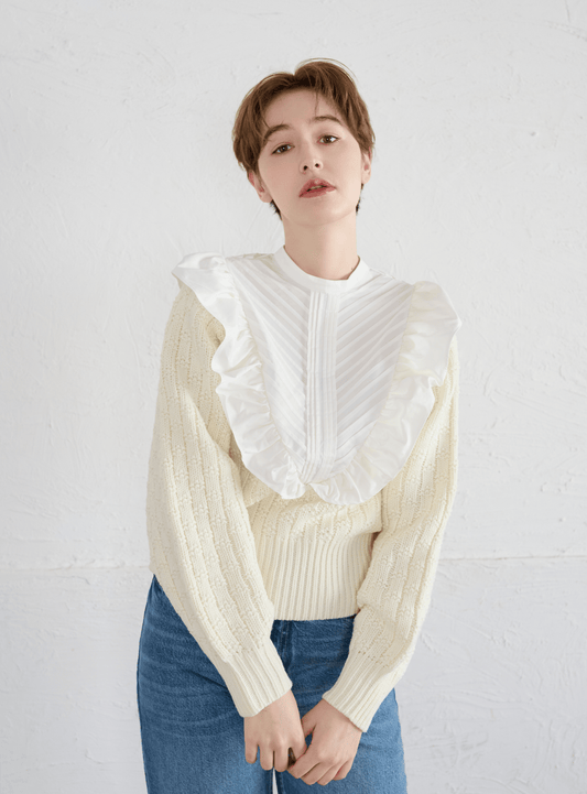 ヨークピンタックニットプルオーバー（ウォッシャブル）