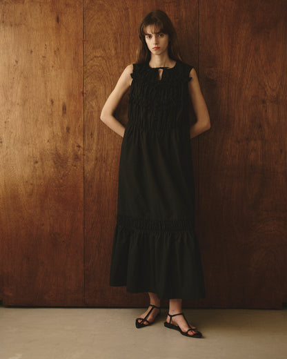 【New Arrival】シャーリングフリルロングワンピース