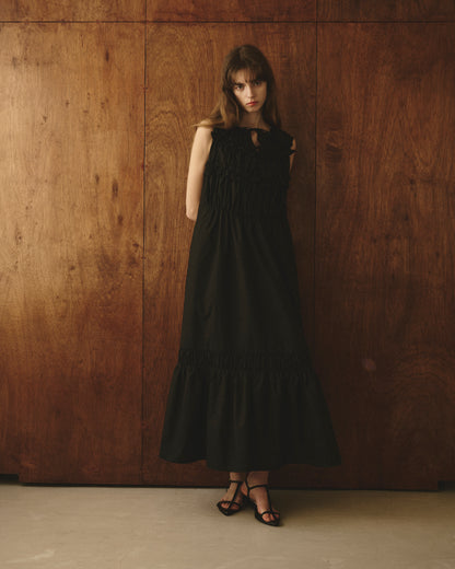 【New Arrival】シャーリングフリルロングワンピース