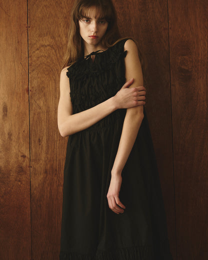 【New Arrival】シャーリングフリルロングワンピース
