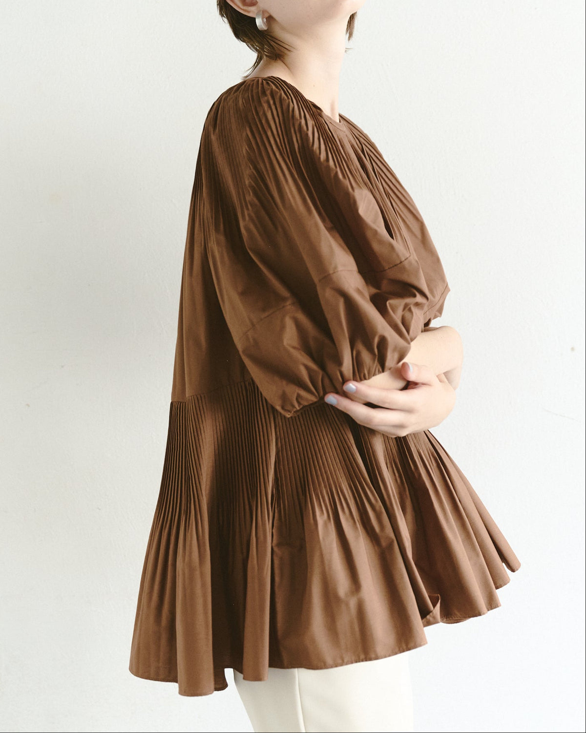 バルーンスリーブプリーツチュニックBL – jemma.atelier