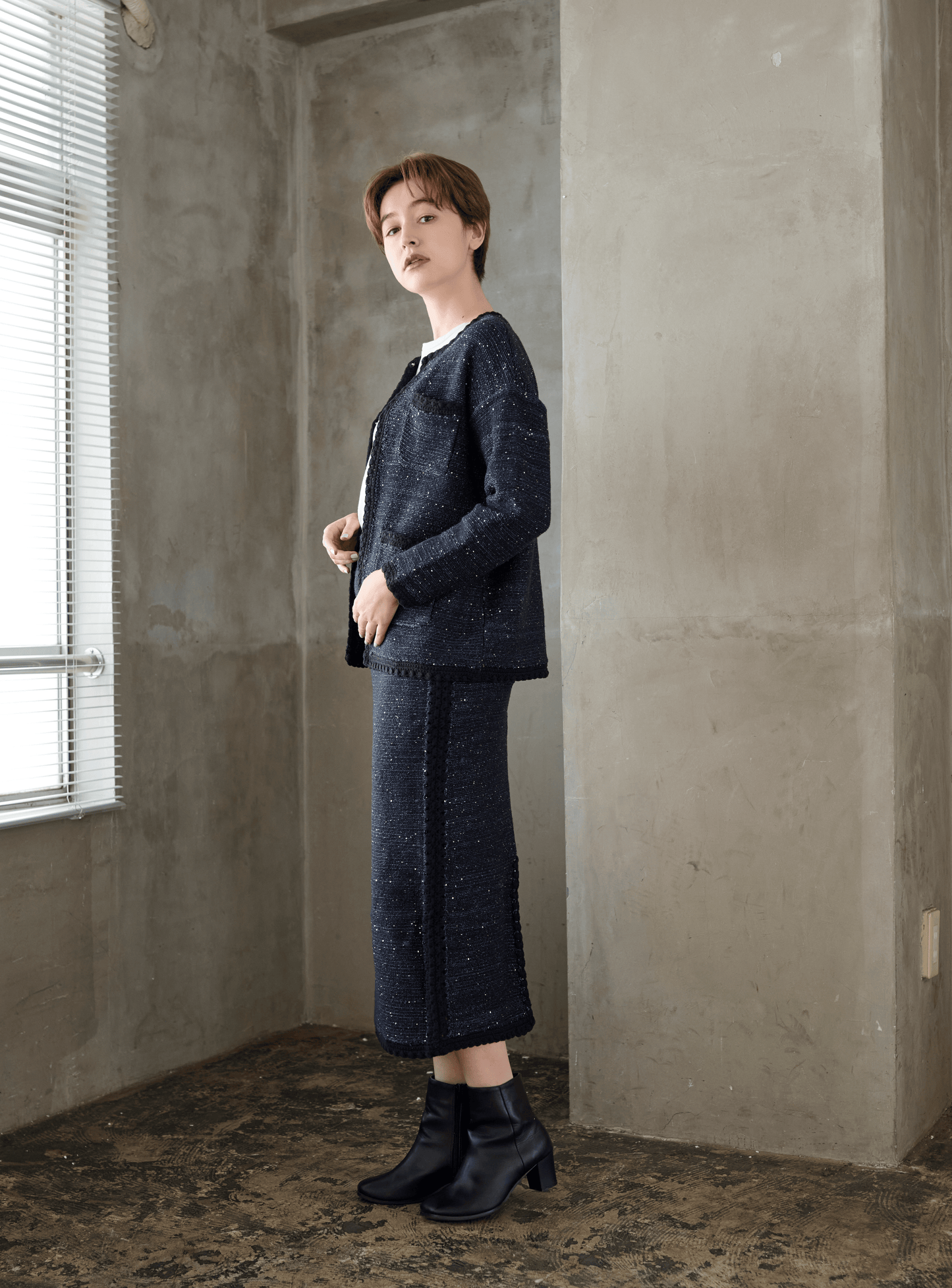 スパンコールツイードライクカーディガン