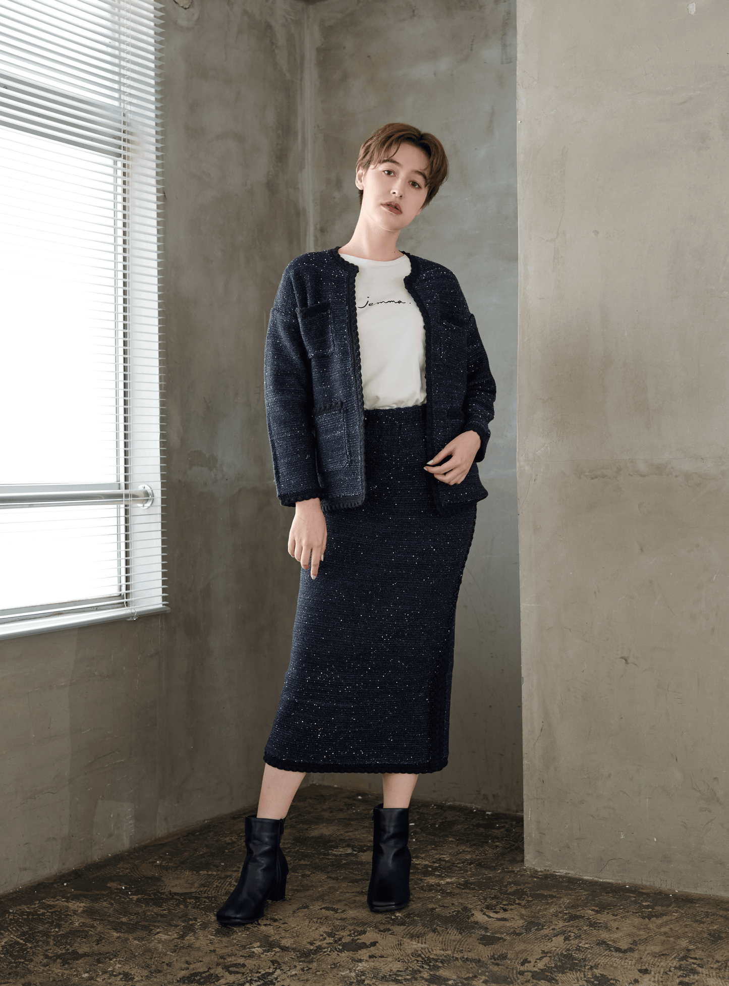 スパンコールツイードライクカーディガン