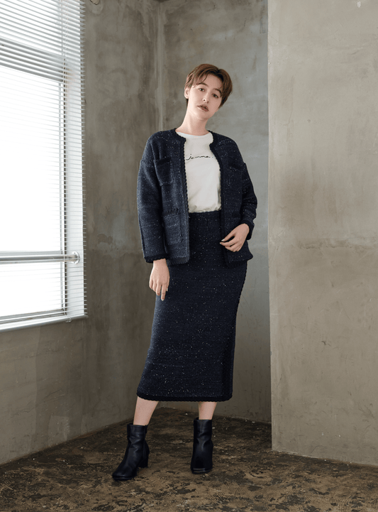 スパンコール ツイードライクスカート