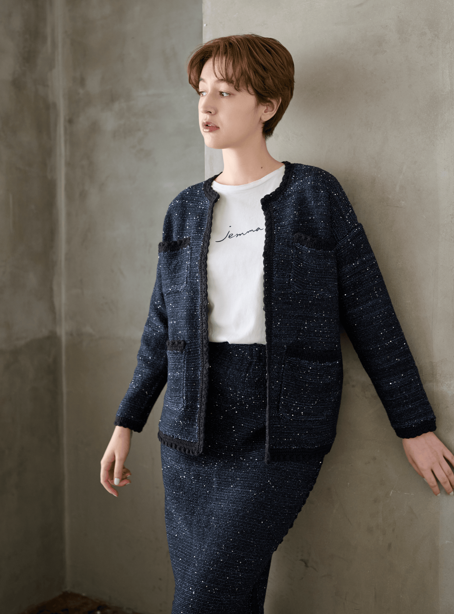 スパンコールツイードライクカーディガン