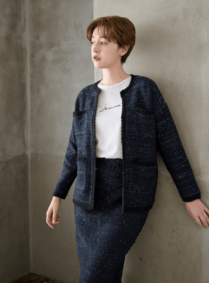 スパンコールツイードライクカーディガン