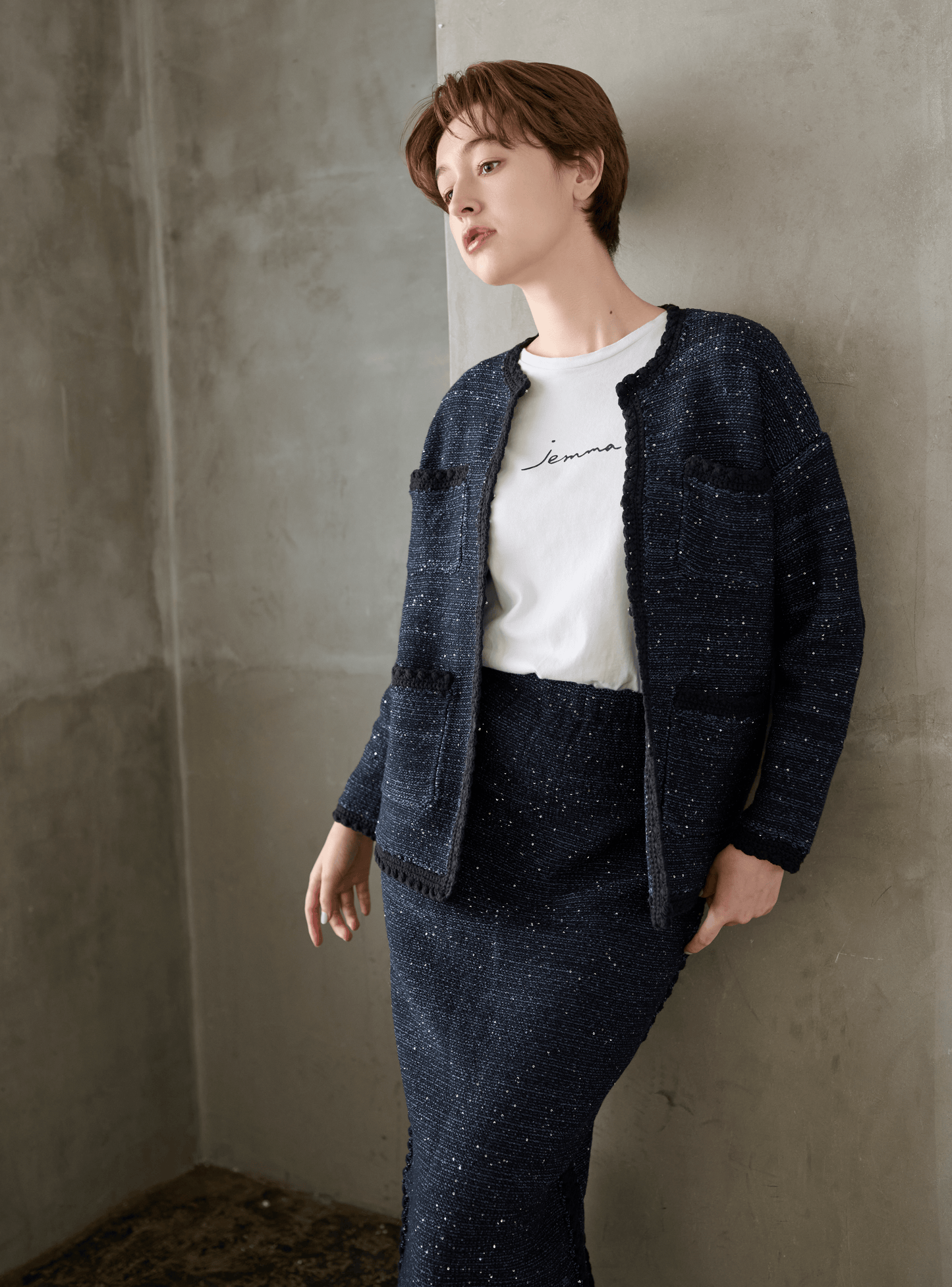 スパンコールツイードライクカーディガン